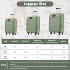 Softside Luggage Set Softshell Lightweight 3 Piece Spinner Suitcase (Softside Luggage(22/26/30) / Light Green)