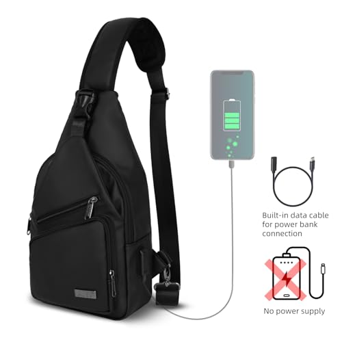 Crossbody Sling Bag Men Women (Black Leather / Small)