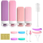 16 Pack Travel Bottles for Toiletries (Pink & Purple)