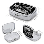 Metal 2 Compartment Pill Organizer Travel Friendly Portable Compact Pill Box Cute Pill Case to Hold Vitamins (Black Scythe)