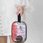Custom Clear Travel Cosmetic Bag with Name (Red)