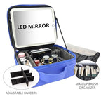 Travel Makeup Bag with LED Mirror Travel Makeup Organizer with 3 Lighted Settings (Dark Blue / With LED Mirror Only)