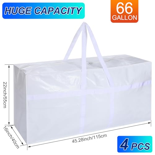 4 Pcs 66 Gallon Extra Large Moving Bags Heavy Duty Storage Bag (66 Gallon / White)