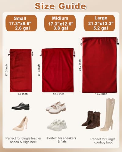 2 Pcs Shoe Bags for Travel (Rio Red / 21.2"x13.3")