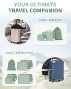 6 Set Packing Cubes for Travel Durable Suitcase Organizer Bags Set with Personalized Tag Travel Essentials with Shoe Bag Traveling Accessories for Luggage Machine Washable (Set of 6 / No Compress-Green)