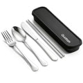 5 Piece Travel Utensils with Case (Silver)