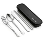5 Piece Travel Utensils with Case (Silver)