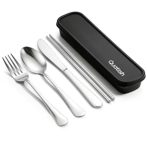 5 Piece Travel Utensils with Case (Silver)