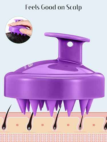 2 Pack Scalp Massager Hair Growth Scrubber for Dandruff Removal (01- Black & Purple)