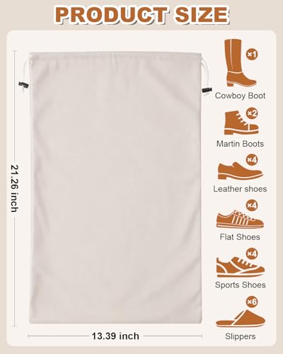 4 Pcs Shoe Bags for Travel (Beige / 21.2"x13.3")