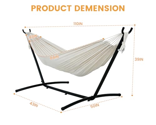 Lazy Daze Portable Hammock with Stand (Black Frame- Beige)