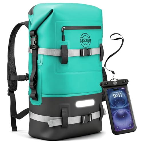 30/40/55L Waterproof Dry Backpack & Phone Case - Large Floating Dry Bag for Kayaking, Travel, Hiking, Fishing, Camping, Motorcycles & Beach, Heavy-Duty Roll Top Men/Women (Teal) (Teal / 30L)