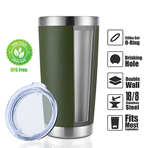 20oz Stainless Steel Tumbler Bulk with Lid (1 Count (Pack of 1) / Army Green)