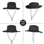 Sun Hats for Men Women Safari Hat Foldable Fishing Hat UPF 50+ Bucket Hat (1pack-blacksleeves)