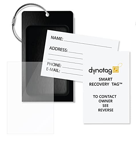Web Enabled Smart Aluminum Convertible Luggage ID Tag + Braided Steel Loop (Midnight Black)