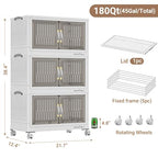 180Qt Stackable Storage Bins with Lid (White / 60QT-3Pack)