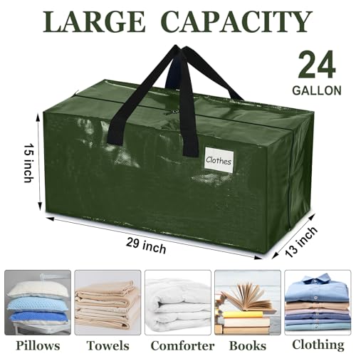 4 Pcs 24 Gallon Extra Large Moving Bags Heavy Duty Storage Bag (24 Gallon / Green)