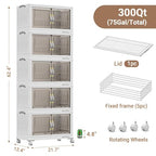 300Qt Stackable Storage Bins with Lid (White / 60QT-5Pack)