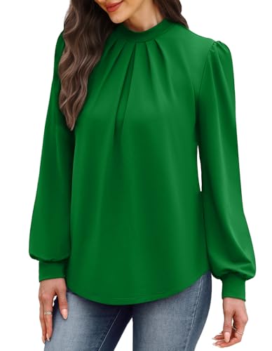 Women's Clothing Fall Outfits for Women 2026 Long Sleeve Shirts Blouses Early Fashion Fall Clothes Christmas Work Office Teacher Outfits Must Haves Green L (06 - Green / Large)