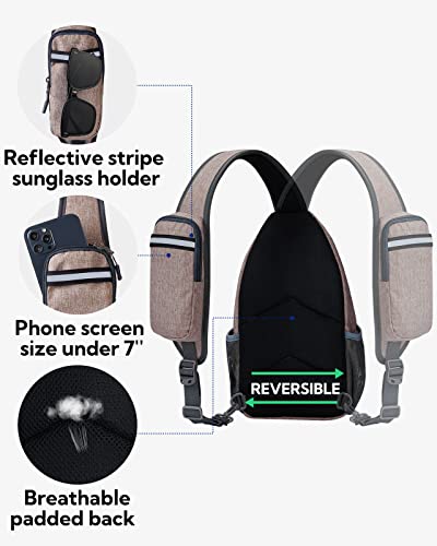 Crossbody Sling Backpack Sling Bag Travel Hiking Chest Bags Daypack (Khaki / Small)