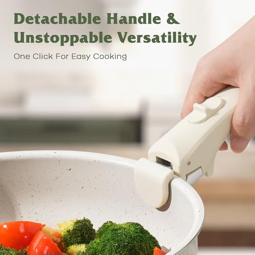 18Pcs Pots and Pans Set Non Stick (White / 17 Pieces)
