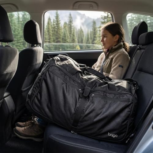Travel Duffle Bag for Women & Men. Duffel Bag for Traveling & Camping (80L / All Black)
