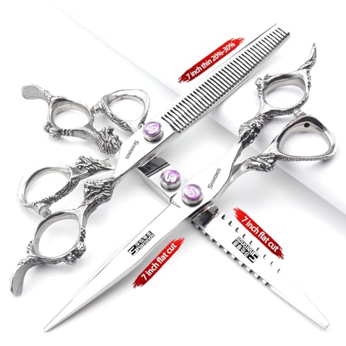 6/7/7.5/8/9-inch professional hair clipper set, stainless steel sharp hair clippers, hairdresser specific scissors (7 in-3pc-A) (7 In-3pc-a)