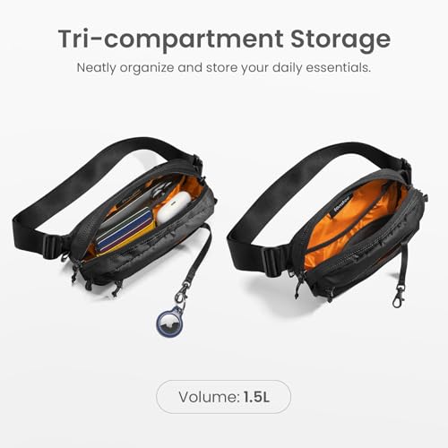 1.5L Sling Bag with RFID Blocking Crossbody Chest Pack for Men Women (Black / 1.5L)