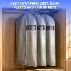 Garment Bag Lightweight Clear White PEVA Breathable Suit Bags with Study Full Zipper for Suit Clothes Storage Closet (Grey / 24''X50'')