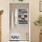 Travel Portable Hanging Shelves Closet Organizer Packing Luggage Storage with Multifunctional and Foldable Invisible Compartment (Pink / XX-Large)