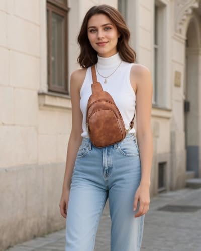 Crossbody Bags for Women Leather Sling Bag for Woman Travel Brown (3-brown)