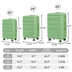 3 Piece Luggage Sets (Green-ABS)