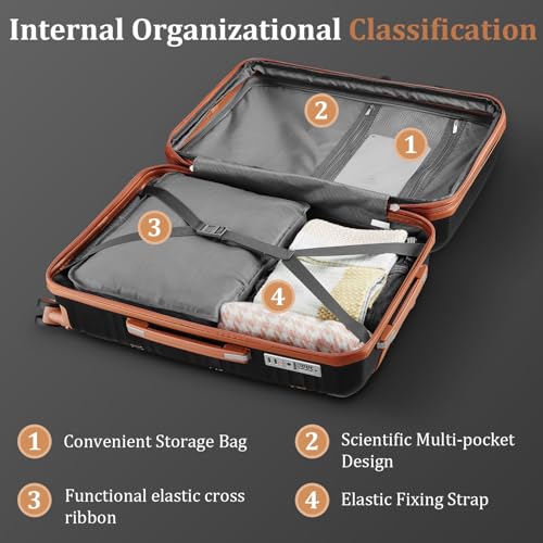 Luggage Sets 6 Piece Expandable Suitcase (Black / 6 Piece Set (14in/20in/24in/28in/DB/TB))