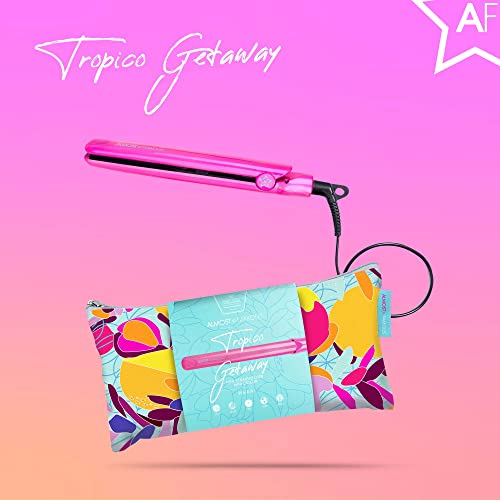 Tropico Getaway 0.5 inches Mini Tourmaline & Ceramic Hair Straightener Flat Iron with Stunning Travel Bag with Set Temperature (Waikiki)