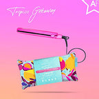 Tropico Getaway 0.5 inches Mini Tourmaline & Ceramic Hair Straightener Flat Iron with Stunning Travel Bag with Set Temperature (Waikiki)
