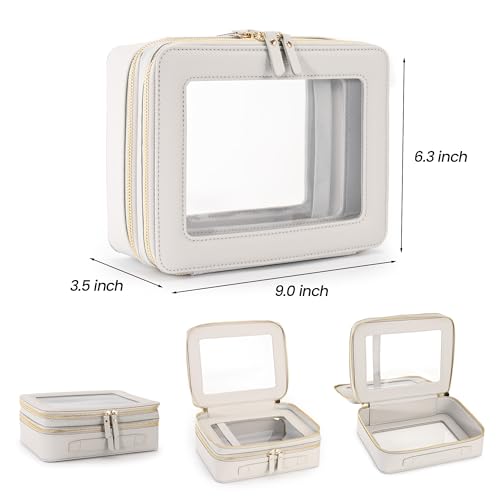 Clear Makeup Bags (Grey / Dual Layer Large)
