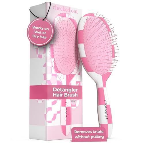 Checkered Hair Brush Detangler (Pink Checkered)