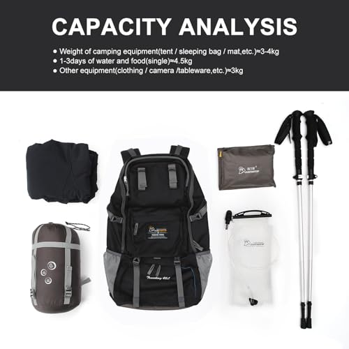 40L Hiking Backpack Lightweight Travel Backpack for Men&Women Outdoor Camping Backpacking (40l-sky Black)