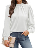 Long Sleeve Shirts for Women Business Casual Outfits Blouses for Women Dressy Casual Fall Clothes 2026 Fashion Work Women's Clothing Tunic Plus Size Tops Loose Fit White 2XL (04 - White / XX-Large)
