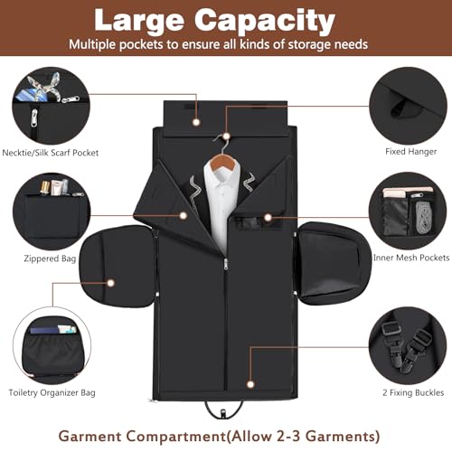 Garment Bag for Travel Convertible Carry on Travel Duffel Bag for Men Women (A03-Black)