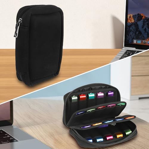 USB Flash Drive Case Organizer Premium Soft Neoprene Storage Holder with 20 Slots and 20 Label Tags for Thumb Drives (20 slots)