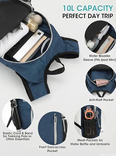 Foldable Small Hiking Backpack with 3 Strap Pockets (Darkgray)