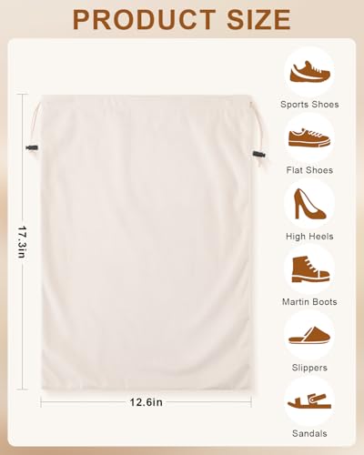 4 Pcs Shoe Bags for Travel (Beige / 17.3"x12.6")