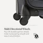 Sion Softside Expandable Spinner Luggage Durable Lightweight Travel Suitcase (Checked-Large / Dark Grey)