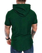 Mens Fashion Hoodies Sport Pullover Solid Color Shirt Workout Lightweight Tops Dark Green Large (Large / Dark Green1)