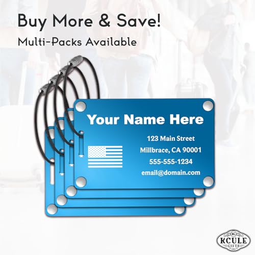 Personalized Luggage Tags (Sleek Bar-blue(horizontal))
