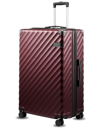 28 Inch Checked Luggage with Spinner Wheels (Checked-Large 28-Inch / Cherry)