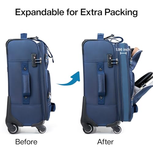 2 Piece Softside Expandable Luggage Sets with Spinner Wheels (Blue / 2 Pc Set(20/28))