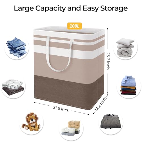 2 Pack Large Laundry Baskets (100L / Brown)