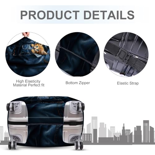 Cute Kitten in Pocket Luggage Cover (#5 / L(fits 28-30Inch suitcase))